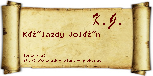 Kálazdy Jolán névjegykártya